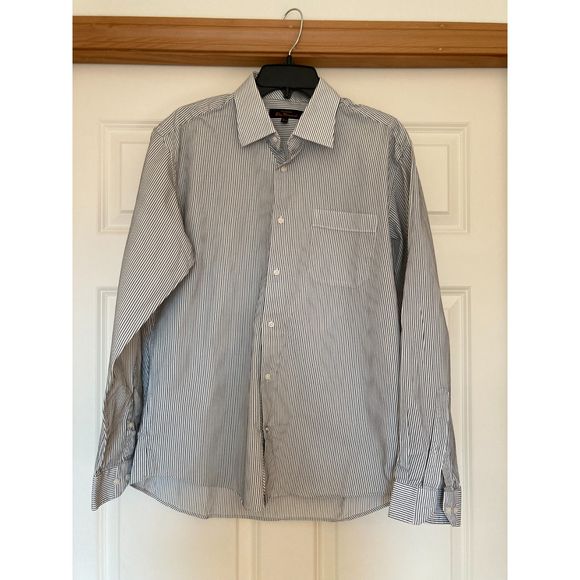 Ben Sherman Men's Black/Whtie Stripe Dress Shirt Size L16.5 34-35. 100% Cotton - Picture 1 of 6